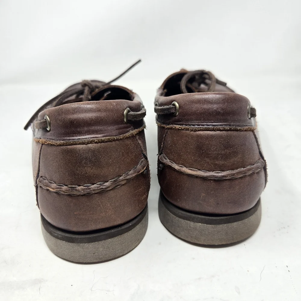 ALLEN EDMONDS Men's Port Washington Boat Shoes Size 11 1/2 D US Brown Leather‎